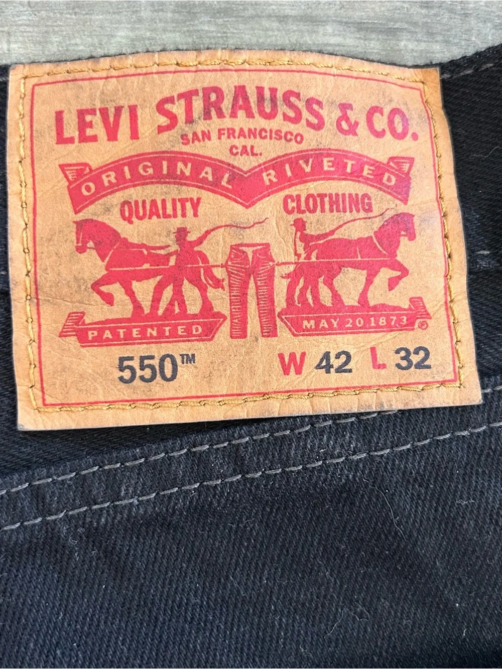 42x32 NWT Levi’s 550 Relaxed Jeans Mens Black Tapered Leg 100% Cotton 0055